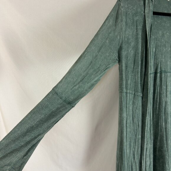 Sinuous Long Open Hooded Cardigan S Burnout Green - Picture 3 of 6